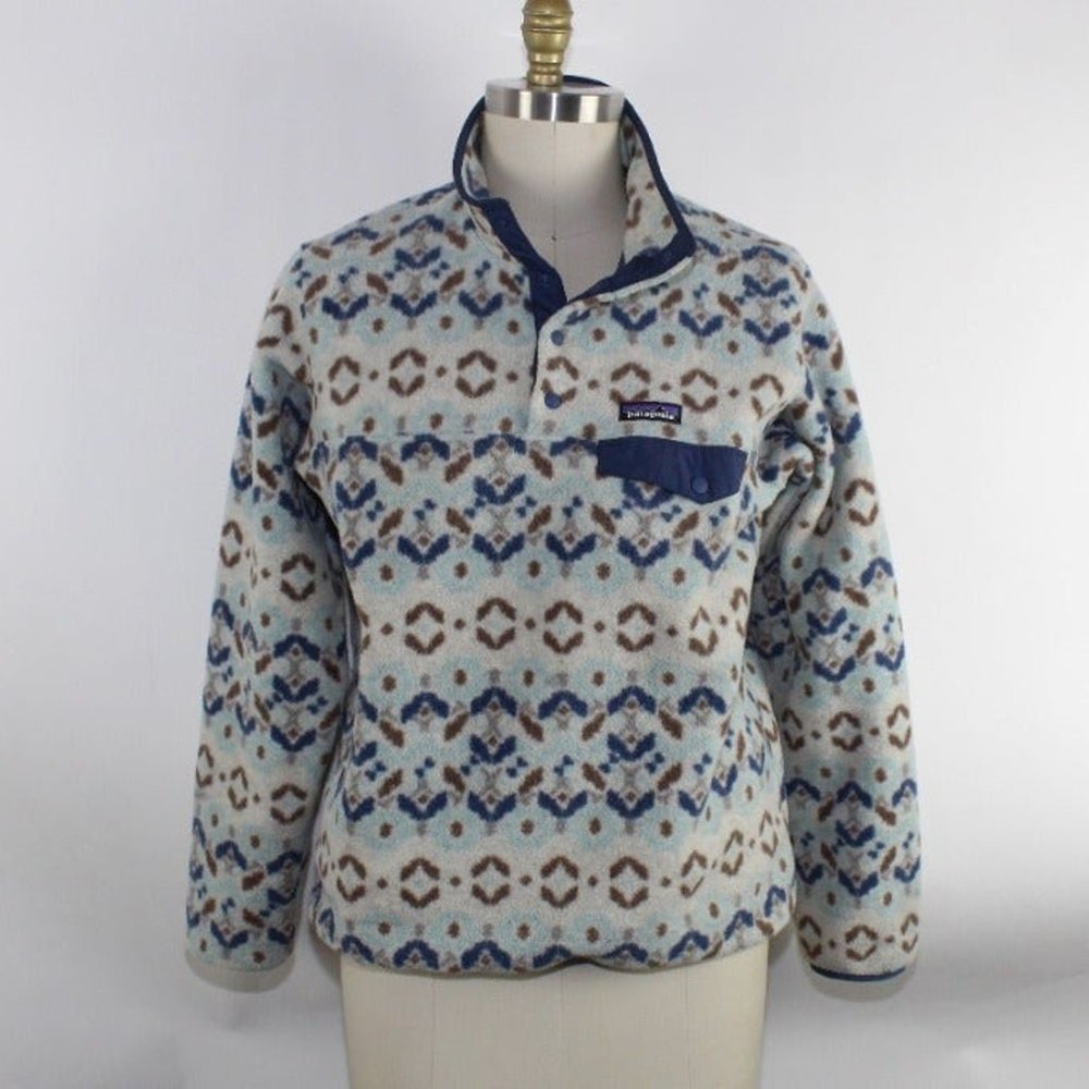 Patagonia Synchilla Lightweight Snap-T Geometric Print Pullover Sz US L